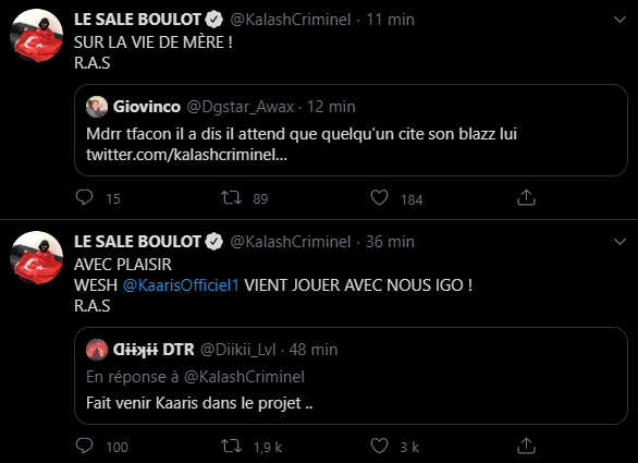 Rapmediadivers's tweet photo. 🚨 Kalash Criminel invite Kaaris à rejoindre la mixtape 100% Sevran et menace ceux qui auront l'audace de citer son blaze !  👊 https://t.co/hunz46l7fD