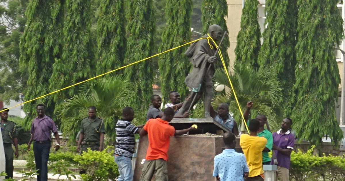 [8] (2/2)... two South African scholars who published a book exposing the prejudice views on black Africans that Gandhi upheld.In Ghana, more Africans have taken a stand against him by removing a statue of him from the University of Ghana campus. IT SHOULDN’T HAVE BEEN THERE