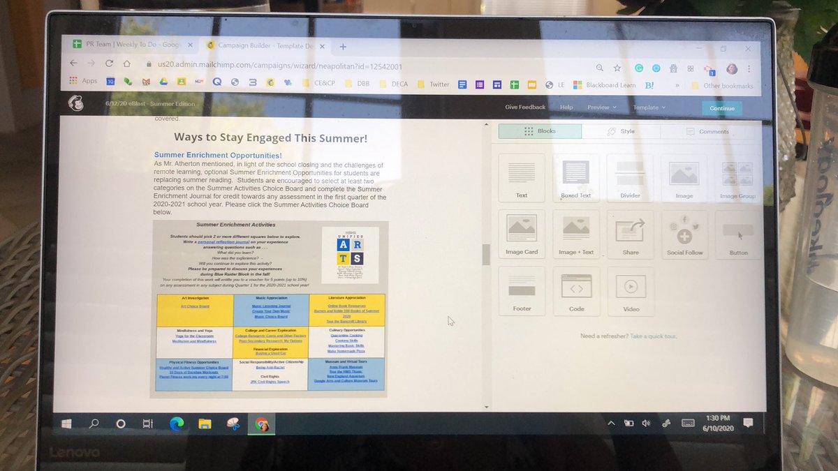 Shoutout to my <a href="/hopedalejshs/">Hopedale Jr-Sr HS</a> Public Relations class today! Almost the last day of school and they are plugging away at creating the Summer eBlast, department spotlights, and more. Take a behind the scenes look at our todo list &amp; MailChimp email tool!