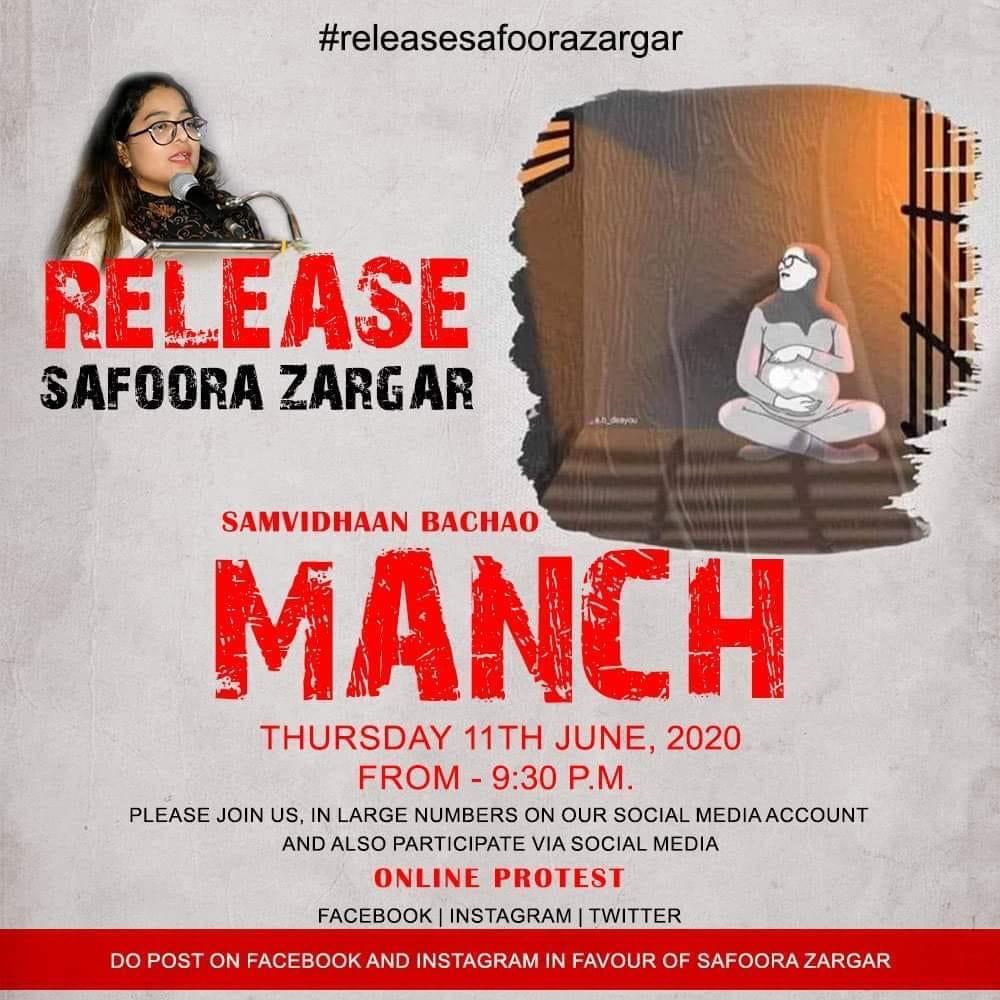 Shahida_NWF's tweet photo. A women who raised her voice to defend democracy ended up being jailed on false charges. NWF will not allow injustice to overpower Justice. Let's start with finger &amp; end our protest till Safoora Zargar gets released with dignity. 
Join us on twitter campaign
#ReleaseSafooraZargar https://t.co/4hUs7Duhax