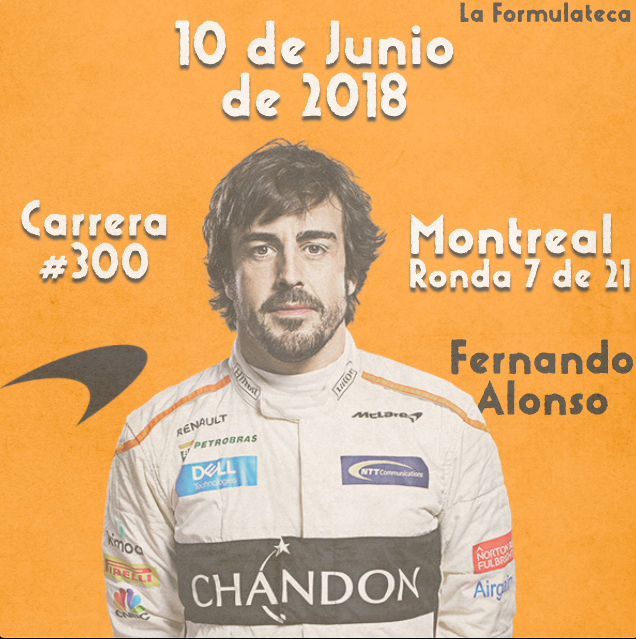 laformulateca's tweet photo. Un día como hoy hace 2 años, #fernandoalonso disputo su carrera numero 300 en la #F1 en el #canadiangp2018 https://t.co/c47vpYx8qS