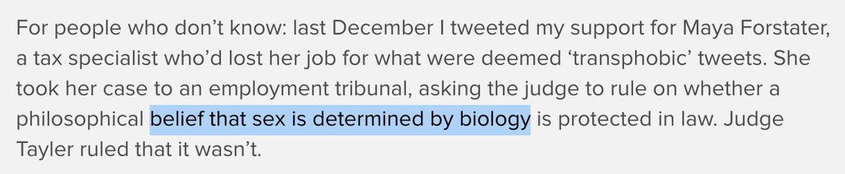 1a. In the case of Maya Forstater.Firstly, she did not "lose her job" (she was a contract worker, her contract was not renewed). The distinction is important both legally and linguistically - since "losing a job" casts Forstater as the victim, implying she was fired.