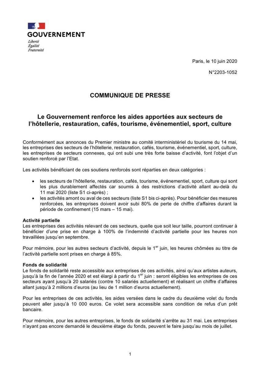 LNTParisiens's tweet photo. 🚨Le Gouvernement renforce les aides apportées aux secteurs de l’hôtellerie, restauration, cafés, tourisme, événementiel, sport, culture et #taxi ! https://t.co/qvwL6IDEzs