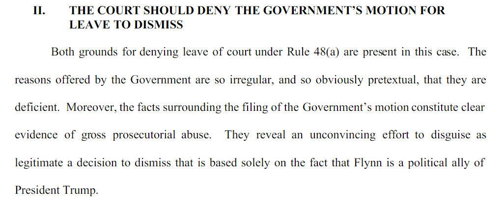 Do you want DOJ to disprove the allegation that Flynn's case is getting dismissed "solely on the fact that Flynn is a political ally of President Trump"?I do!