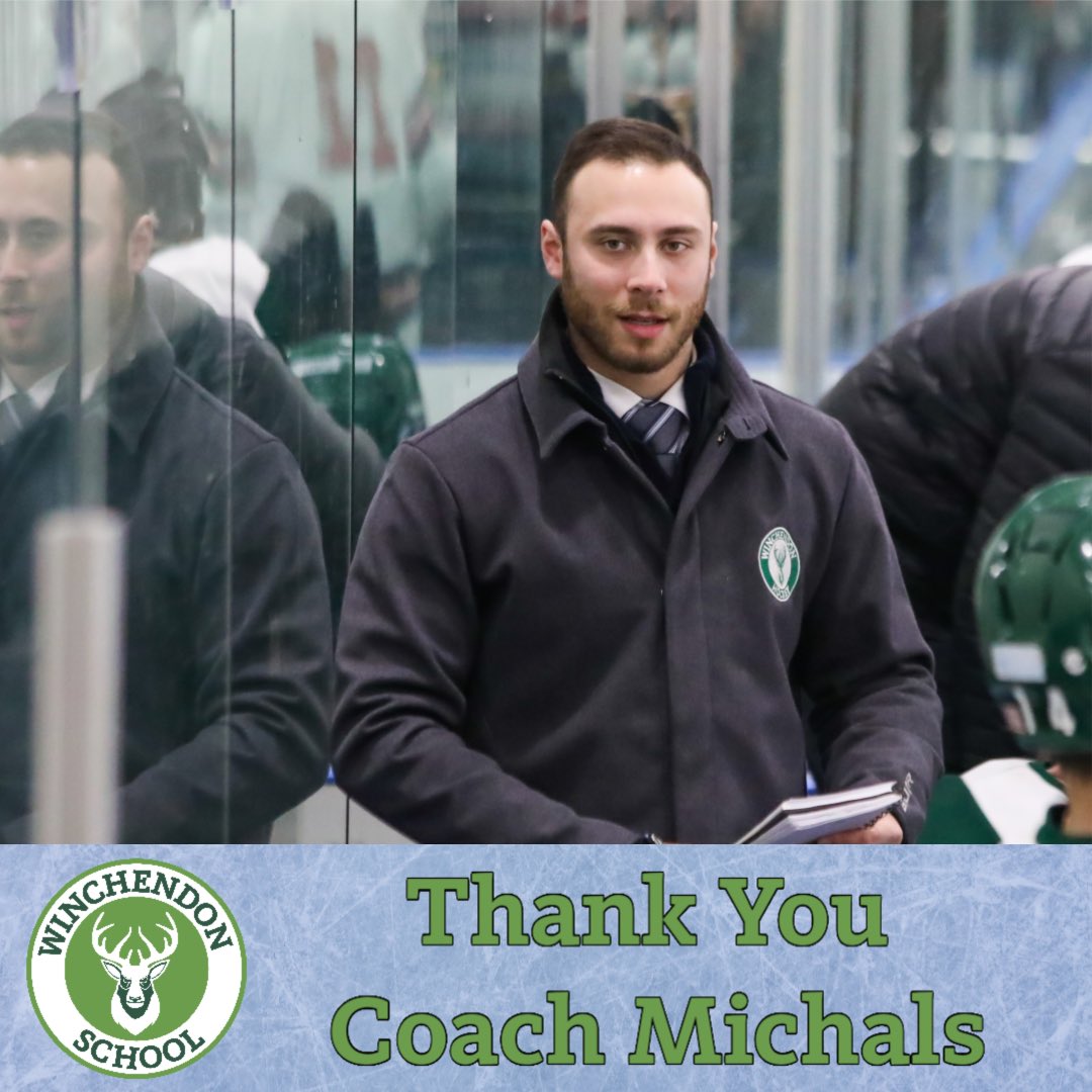 Huge THANK YOU to Coach Michals for your commitment to our program and good luck next year as he heads to FPU to join their staff as a grad assistant! Although you’ll be in different colors, we’ll see you at The Ritchie next year! #ThanksCoach #TheWinchendonSchool #Brotherhoodthw