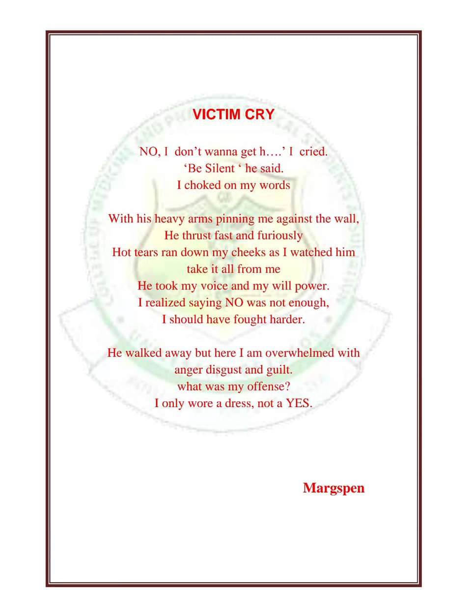 COMPSSA_UNILAG's tweet photo. Poetry 🚫🚫🚫
#CompssaCares
#SayNoToRapist
#StopRapingWomen https://t.co/lvZ3UBfy9D