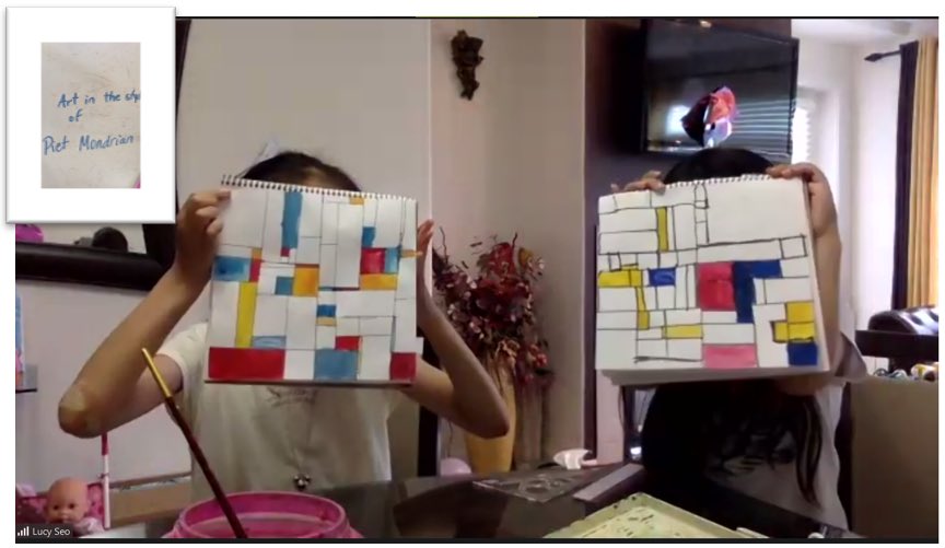 PMorris5's tweet photo. @pomoarts Art in the style of Piet Mondrian. There’s still room in the online summer camp, Modern Art for Kids, at the Port Moody Arts Centre. https://t.co/LDBH8lCcSJ