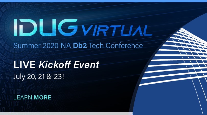 Live and on-demand session details are now available for the IDUG Virtual Db2 Tech Conference! View the agenda: bit.ly/36wP4BI

Register for the IDUG Virtual Db2 Tech Conference for only $199: bit.ly/2ZFwV3A