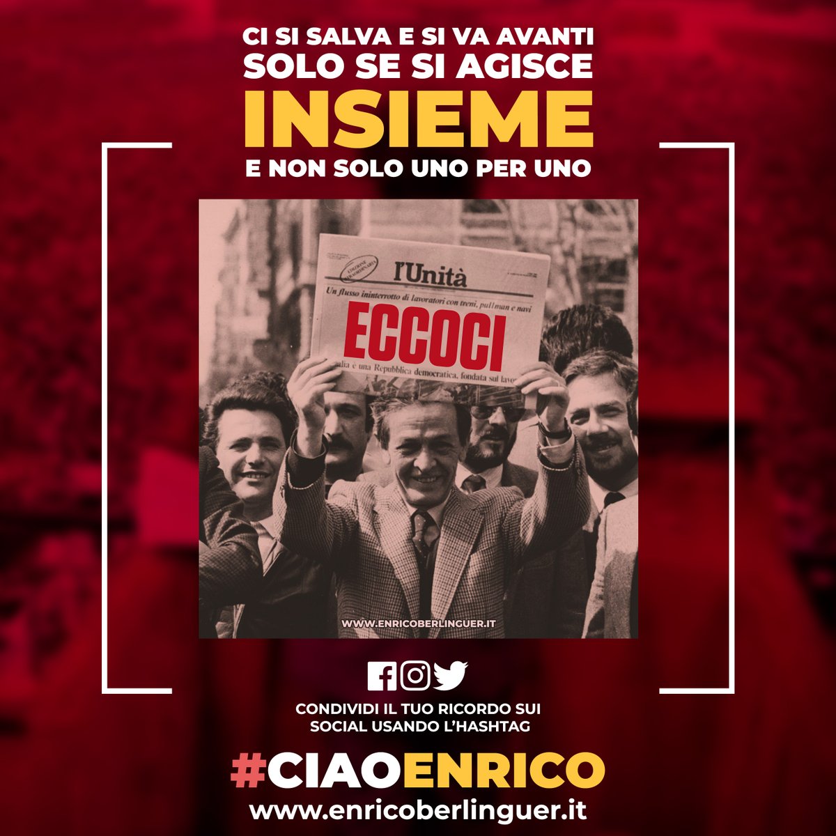 eberlinguer's tweet photo. Enrico si spegneva a Padova l'#11giugno 1984 alle 12:45. DOMANI usate tutti l'hashtag #CiaoEnrico e condividete una foto con un ricordo e una sua frase sui social! Su #Instagram (https://t.co/KHDw96mIyk) taggateci nelle storie!

#Berlinguer #EnricoBerlinguer https://t.co/4X37WSBPCo