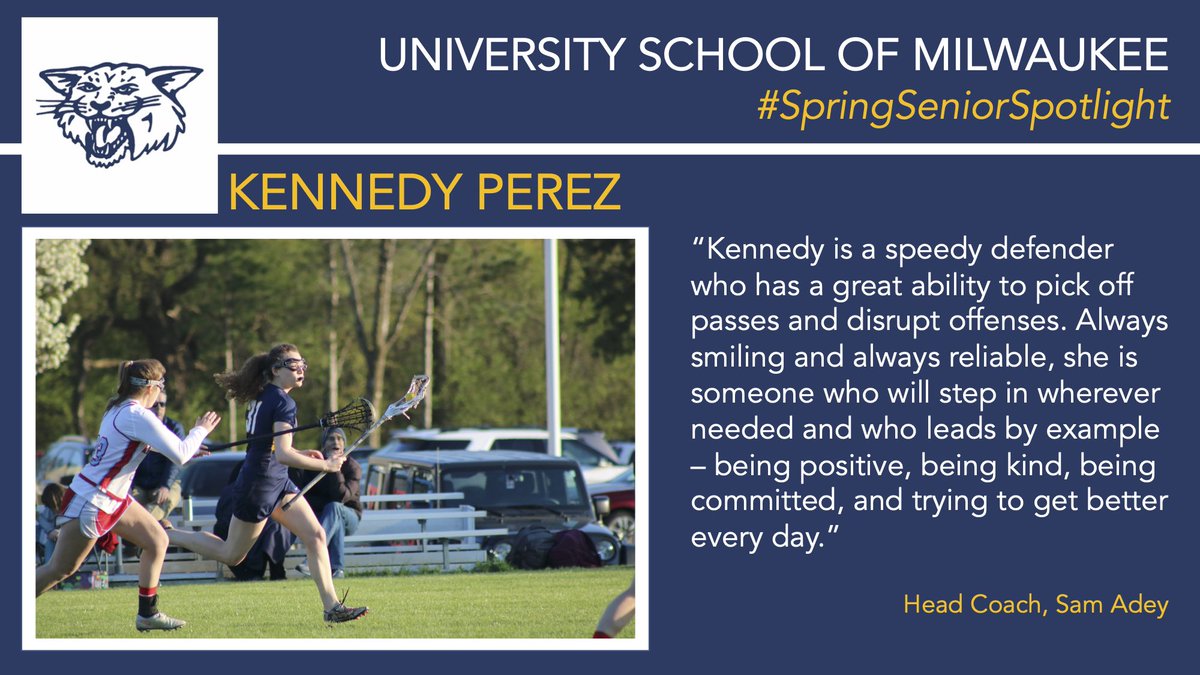 USMathletics's tweet photo. Today our #SpringSeniorSpotlight is Kennedy Perez! 🥍

#BelieveAndAchieve #GoWildcats https://t.co/saUc5OuX2L