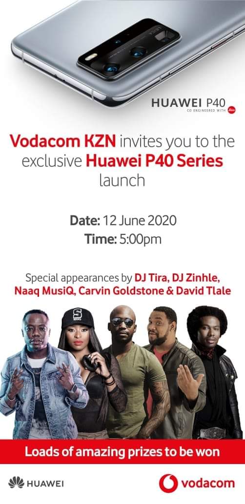 A First for Online Party MEETS Device Launch! &amp; Vodacom KZN is giving you a front row seat! We're launching the amazing Huawei P40 Series &amp; Giving away loads of amazing prizes. You've received your invite, now join us here : youtu.be/g_zigpXbCTY #VodacomKZN #HUAWEIP40Series
