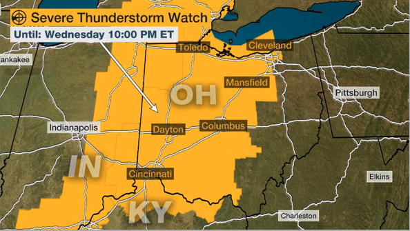 Severe thunderstorm watch issued EDT Ohio southeastern ...