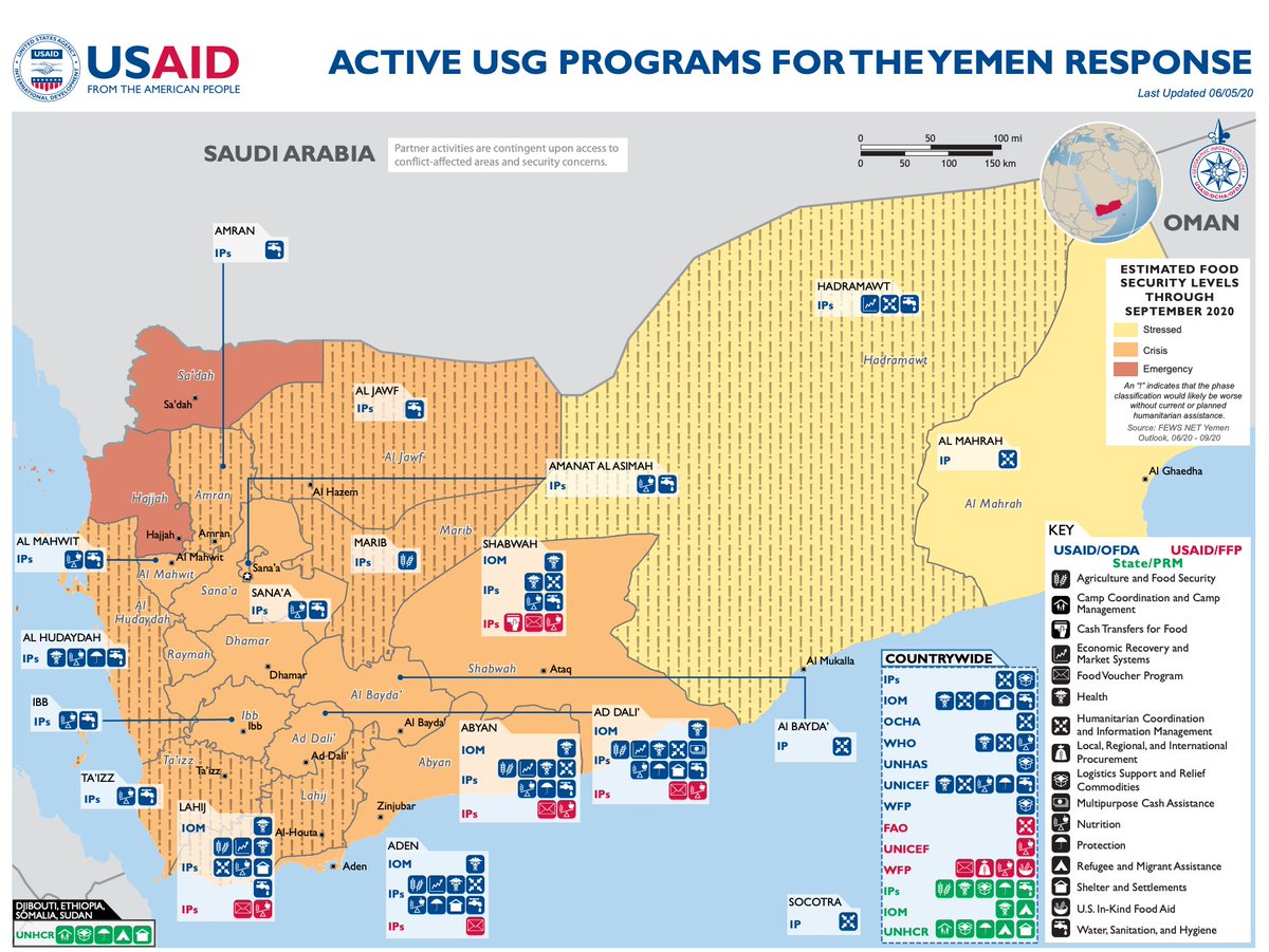 The U.S. remains committed to the people of #Yemen as conflict and #COVID19 further exacerbate humanitarian needs. Learn more about @USAID's ongoing response efforts in our latest Fact Sheet ➡️ usaid.gov/crisis/yemen