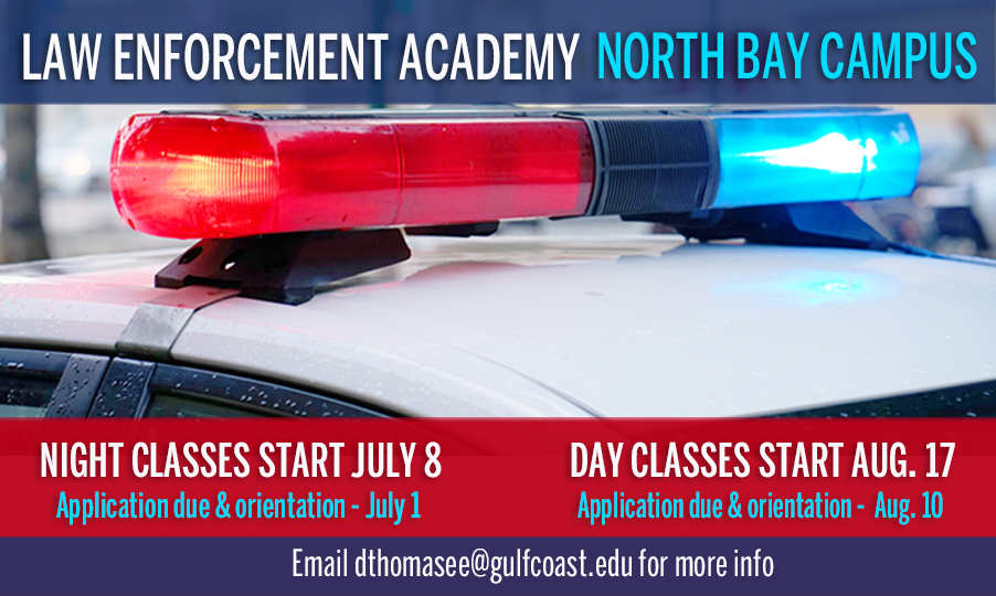 GCSC1957's tweet photo. Make a difference in the community! Enroll in GCSC's Law Enforcement Academy! 2 convenient options this fall: Evening classes will be held Mon-Fri, 6-10pm. Day classes will be Mon-Fri, 8am–2pm. For info, email David at dthomasee@gulfcoast.edu #GulfCoastStateCollege #GCSCStrong https://t.co/6iV3MDtLwh