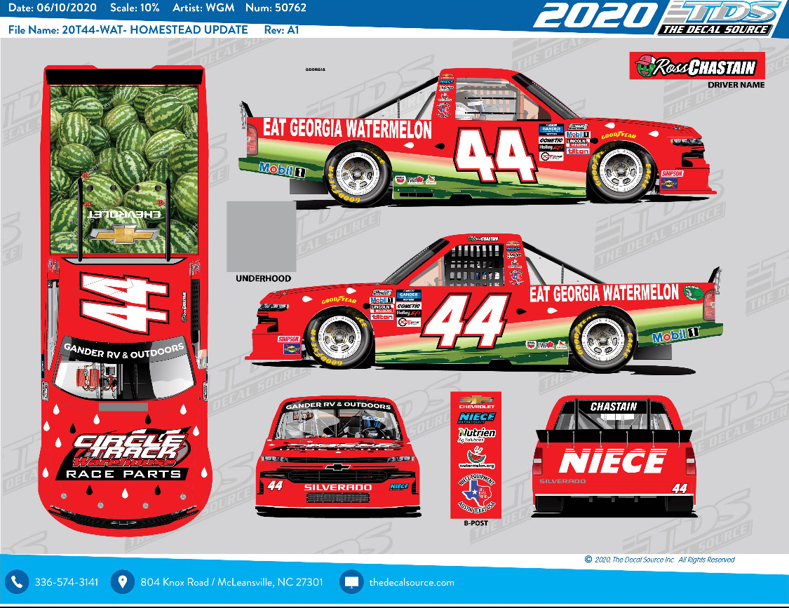 ga_watermelon's tweet photo. @RossChastain will be racing June 13th at 7:30pm in the 
@NASCAR_Trucks - Gander RV and Outdoors Truck Series with @NieceMotorsport in the GWA Chevy! The race will be broadcast on @FOXSports 1. LET'S GO ROSS! 🍉🏁 https://t.co/kD1p39aKbp