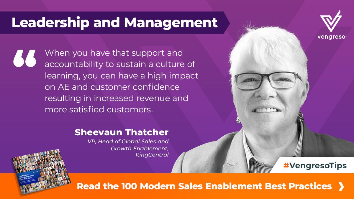 Zig_Vengreso's tweet photo. According to @sheevaunt of @RingCentral, #SalesCoaching is a core value of effective organizations.

Discover 99 other #SalesEnablement best practices from industry leaders via @GoVengreso. https://t.co/JffdiTrNf6

#Leadership #VengresoTips https://t.co/IaPv9BTFiR