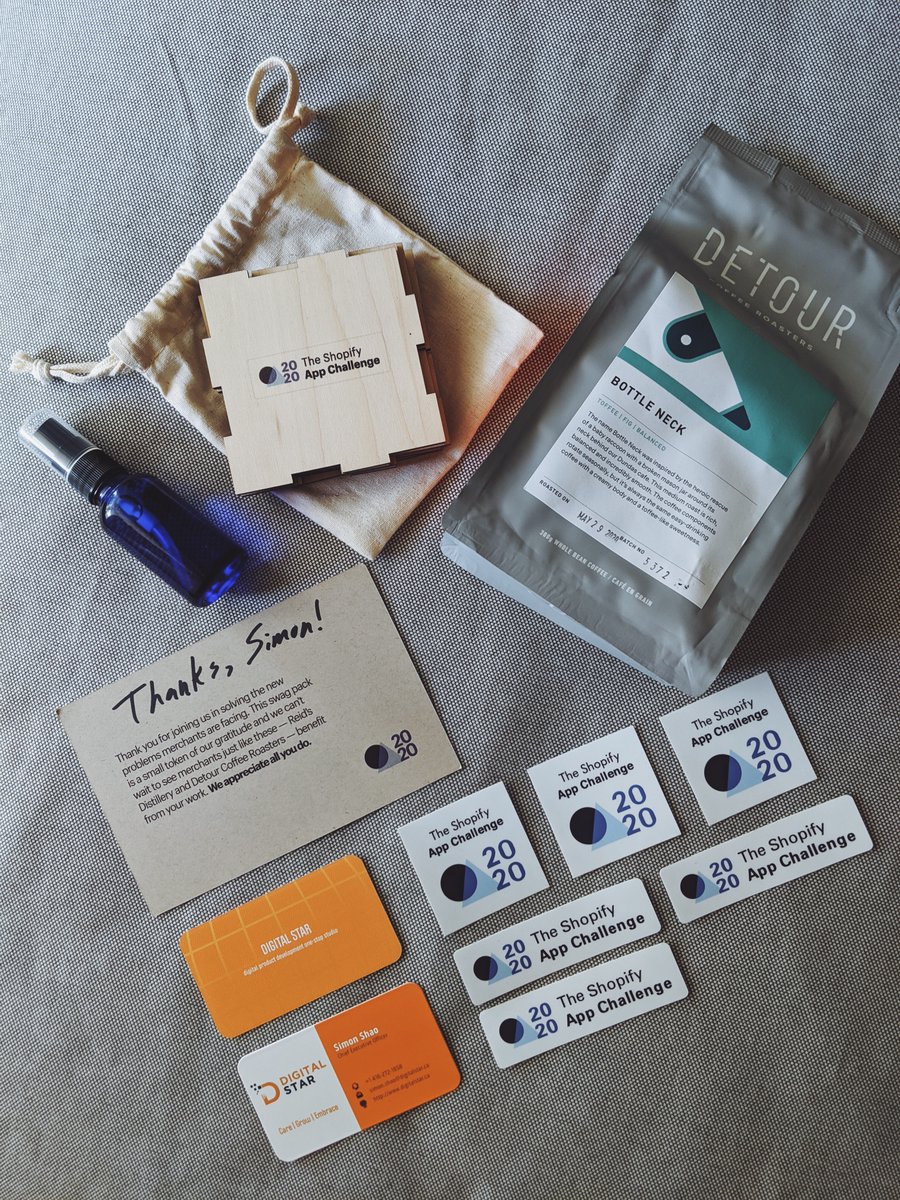 _Sshao's tweet photo. Thrilled to receive swags from @Shopify as the participation of  #ShopifyAppChallenge. So much fun from app ideate, prototype, development to submission. Credit goes to our team &amp; @ShopifyPartners, @ShopifyDevs, @jmwind to frame and build this tech product community &amp; event! 🚀🚀 https://t.co/CM8TrxgUiy