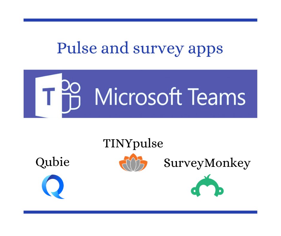 ChironUsa's tweet image. MS Teams apps bring many enhancements that help improve collaboration and engagement in different remote work scenarios. Using pulse and survey apps like: #Qubie, #TINYpulse and #SurveyMonkie you can listen the voices of your remote team members and make the right decisions.