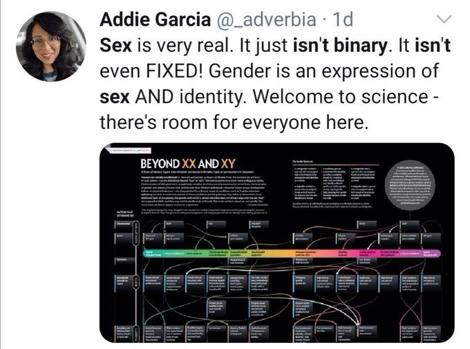 A variant: sex exists, but male and female don& #39;t.   #nooneissayingsexdoesntexist