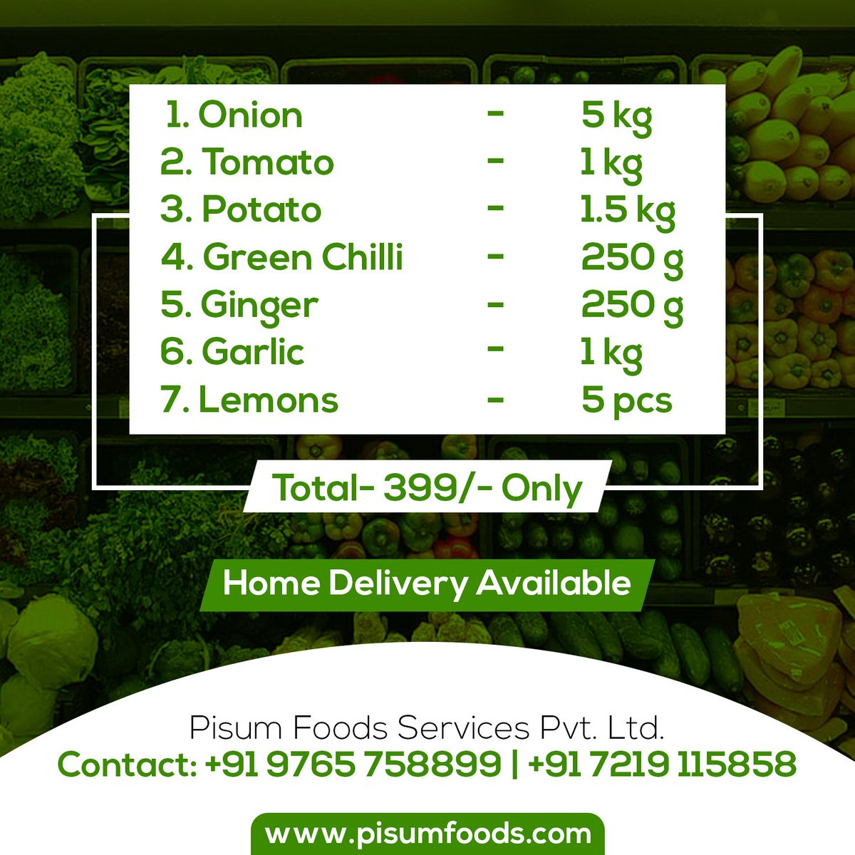 Pisumfoods's tweet photo. fruitizm: Get Farm Fresh Vegetables Delivered at Your Doorstep. To Book Your Order Call Now: + 91 7219115858 | 9765758899

#FreshVegetable #vegetables #ordernow #Pune #Fruitizm #OrderOnline #HomeDelivery #combooffer #buynow #fruits #onlineshopping #groce… https://t.co/KHBfCEOLDv
