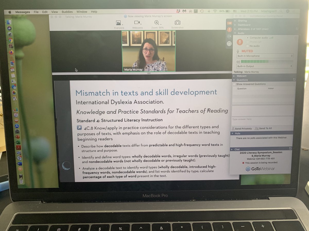 Listening to the amazing Dr.Maria Murray as she explains SOR. This will be released next week with the  Literacy Symposium 2020 live presentations. @LETRS ⁦<a href="/VoyagerSopris/">Voyager Sopris</a>⁩ Don’t miss it!