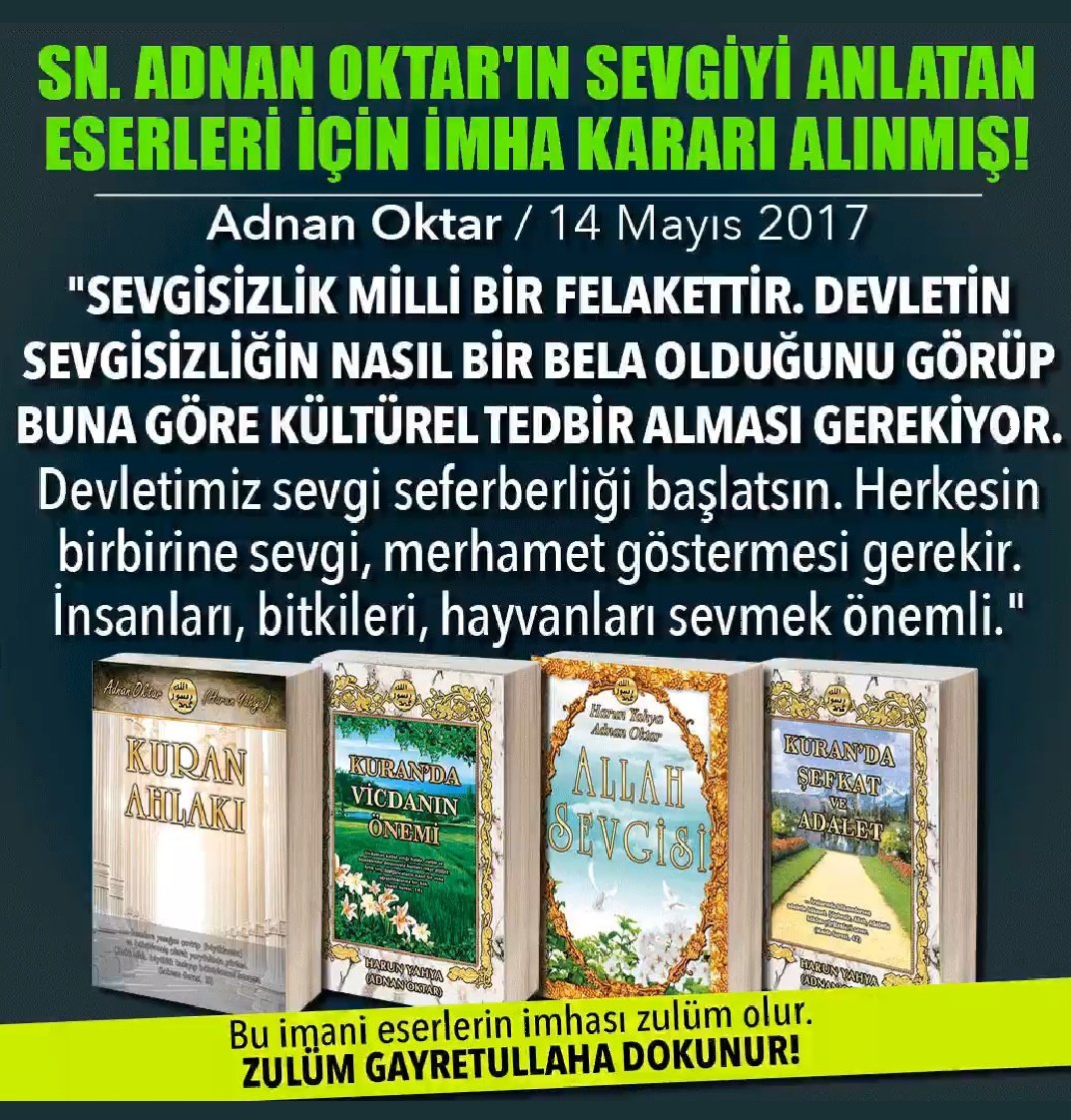 andacblack's tweet photo. SevgiKitapları Yakılıyor 
Sn.Adnan Oktar'ın  sevgiyi anlatan eserleri için imha kararı  alınmış. https://t.co/Y4kPgcTFj5