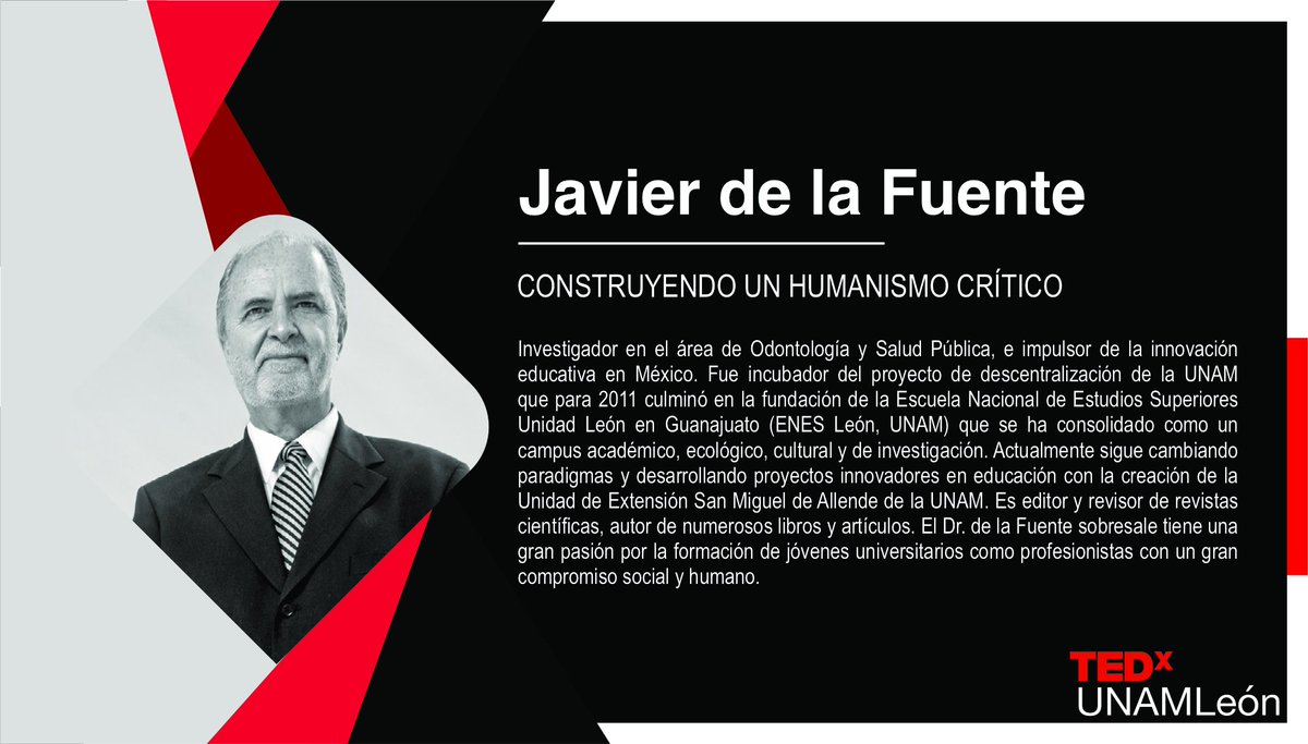 ENESUNAMLEON's tweet photo. #ComunidadENESLeón les compartimos la participación del Fundador de la ENES León - Dr. Javier de la Fuente, en su intervención en el ciclo de pláticas TEDxUNAMLeón que se llevaron a cabo el pasado mes de febrero.  #TEDxUNAMLeón #Dentadec #OrgulloENESLeón

https://t.co/N8zZdxSi3n https://t.co/Cucau7zuxj