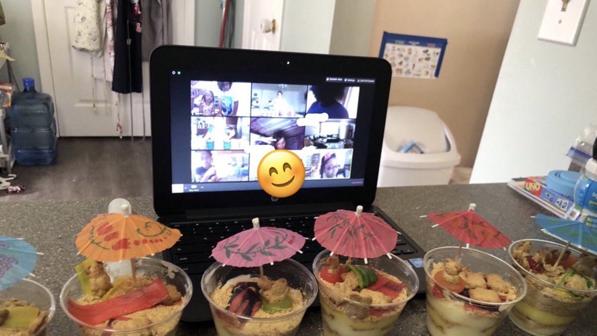 el_barbachem's tweet photo. “Baking” with Mrs. Barbachem through Zoom was so much fun today! We made beach parfaits with sun tanning Teddy Graham’s! 🏖 https://t.co/hIU6Qsy3xi