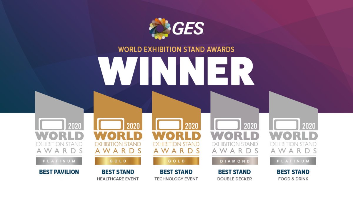 We are delighted to announce our Diamond, Platinum and Gold wins across 5 categories at the <a href="/WESAAwards/">WESA</a>. We're proud to successfully bring our clients' brands to life through immersive experiences. Congrats! bit.ly/37j3cyY
#WESA20 #worldexhibitionstandawards #eventprofs