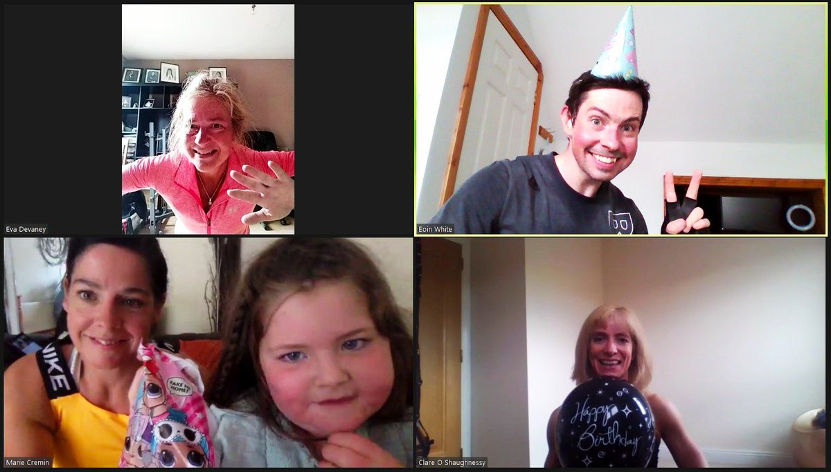 EvaCatDev's tweet photo. And it was back to Zoomcamp today #trainwithfriends #wellbeingwednesday  #birthdaytheme https://t.co/Oh4aMu17AZ