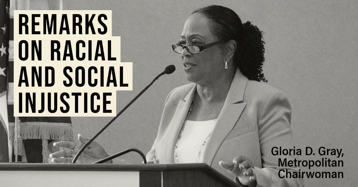 mwdh2o's tweet photo. Chairwoman Gloria Gray remarked on the movement for racial justice taking place across the country during Metropolitan's Board meeting this week. Read her full statement: https://t.co/gYujnvARf9 https://t.co/xNIf5SbNKl