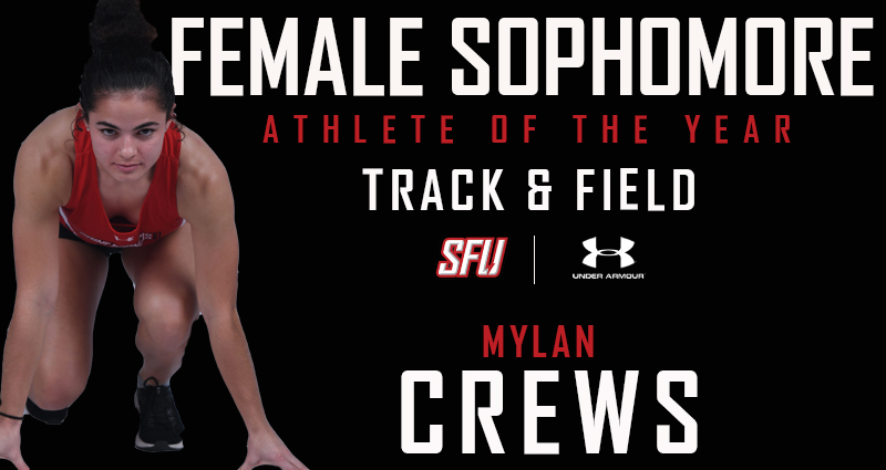 The Female Sophomore Athlete of the Year is <a href="/mylan_crews34/">Mylan Crews</a> who set the school record in the 60m dash and finished second in the event at the NEC Indoor Championships. Congrats Mylan!