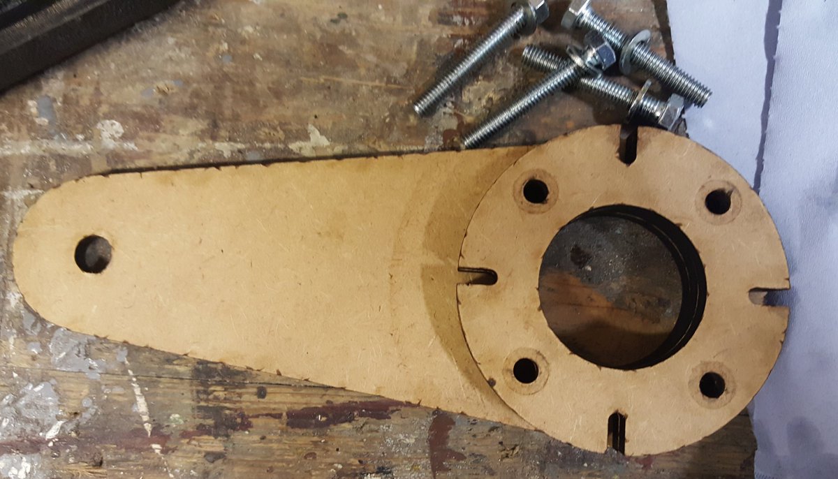 When you have access to a lasercutter you can make tools such as this motorcycle clutch holding tool made from 6mm MDF. Bolts in place and holds clutch still while undoing a nut. Worked perfectly. https://t.co/q40Sw16cp4
