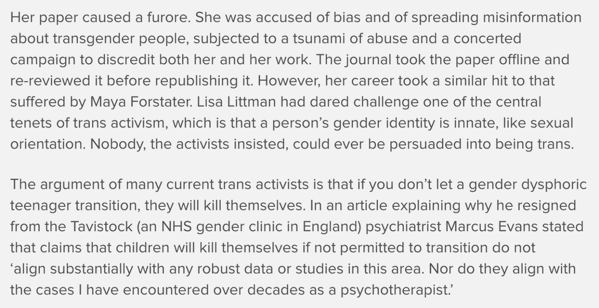 14a. Rowling goes on to cover the furore around Littman's work (omitting any details, of course) and again casts the trans community as a powerful lobby.