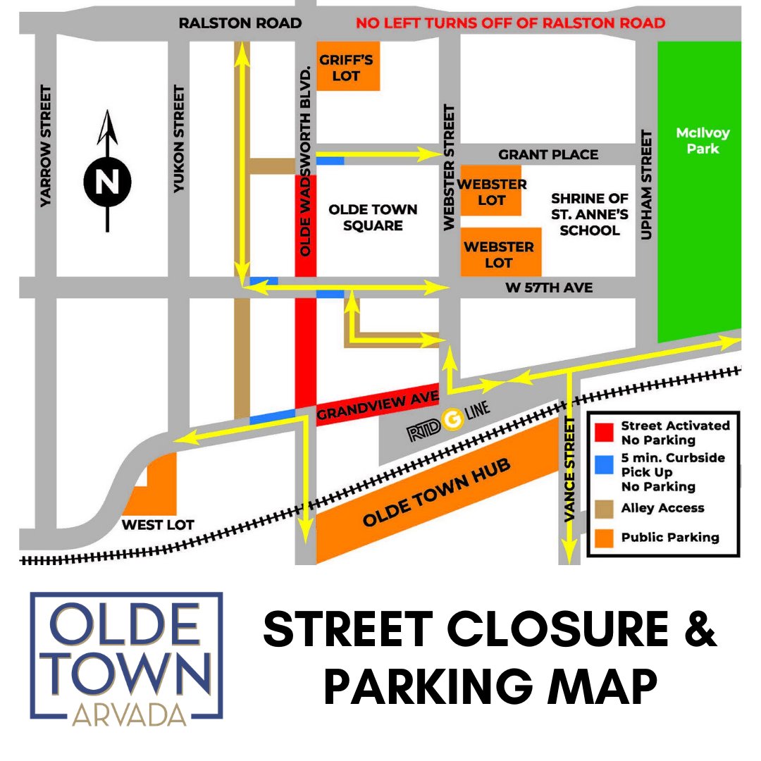 OldeTownArvada's tweet photo. Starting Friday, June 12th through Labor Day, the some of our streets will be closed to allow for expanded patios, pedestrian social distancing & bike lanes! See the attached map for details.
#oldetownstrong #wecandothisarvada #socialdistancing #rtdgline https://t.co/wA5o9m2yuo