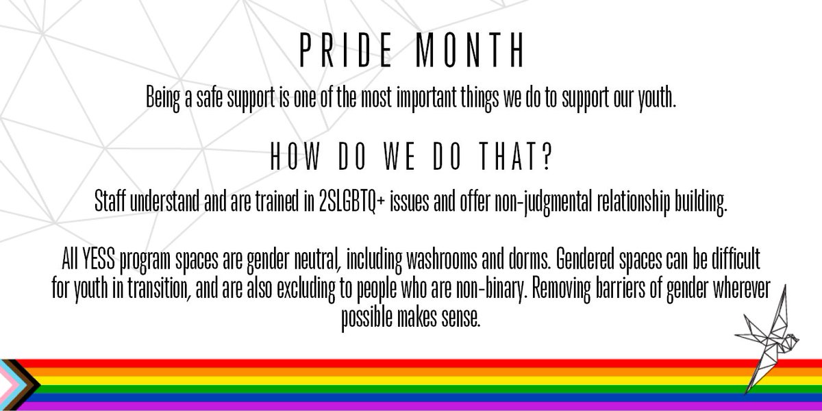 Every teenager is on a journey to discover &amp; understand who they are. Many are rejected because of their exploration &amp;/or affirmation of their gender identity &amp;/or sexual orientation. 

Being a safe support is one of the most important things we do to support our youth.

#PRIDE