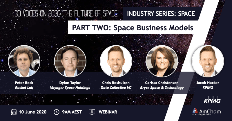 Did you miss the @AmChamAU and @kpmgaustralia Space Series event about Space Business Models? Watch the recap with @BryceSpaceTech CEO Carissa Christensen, @Peter_J_Beck, @SpaceAdvisor, and @cboshuizen: bit.ly/3hbBkl7. @RocketLab @planetlabs @DCVC #Space #Business