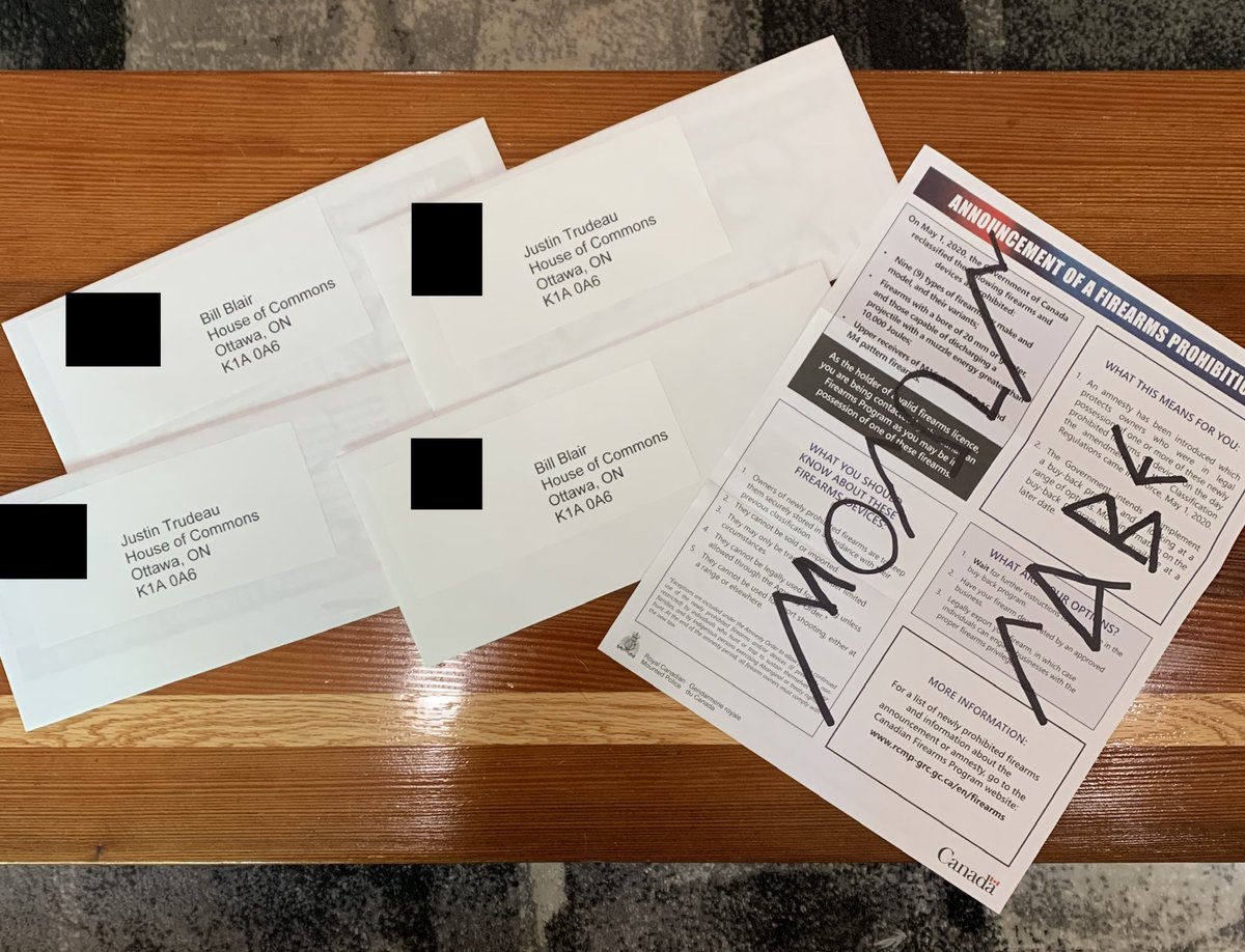 SimsReaper's tweet image. My wife and I received our “notices”. We each copied and are sending them to #LiarBillBlair and #TrudeauWorstPM with little special messages. #MolonLabe #CCFR #SeeYouInCourt