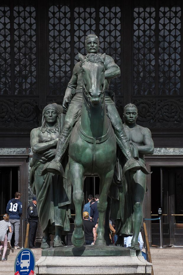 All I'm saying is: there's a statue of Roosevelt in front of the Museum of Natural History that #DecolonizeThisPlace has been calling to be taken down for years. IMHO solidarity between Black and Native American people would be well served by getting this guy gone.