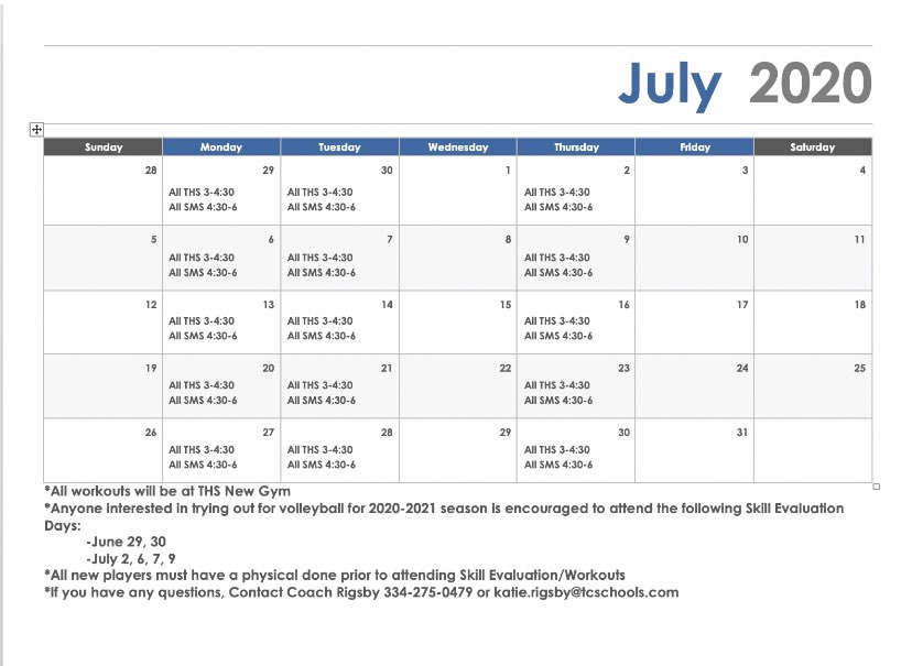 THSVball's tweet photo. Summer Schedule https://t.co/gpNewZEdsE