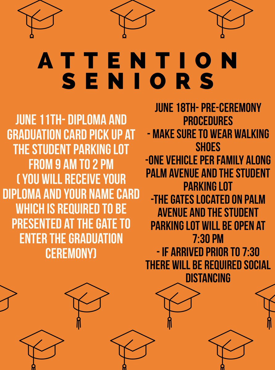 Make sure to go get that diploma class of 2020 🧡🖤