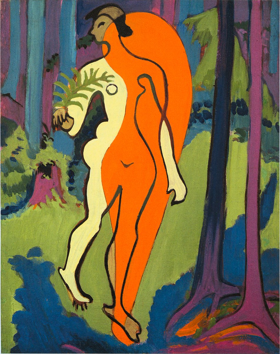 Nude in Orange and Yellow, 1930 #ernstkirchner #kirchner