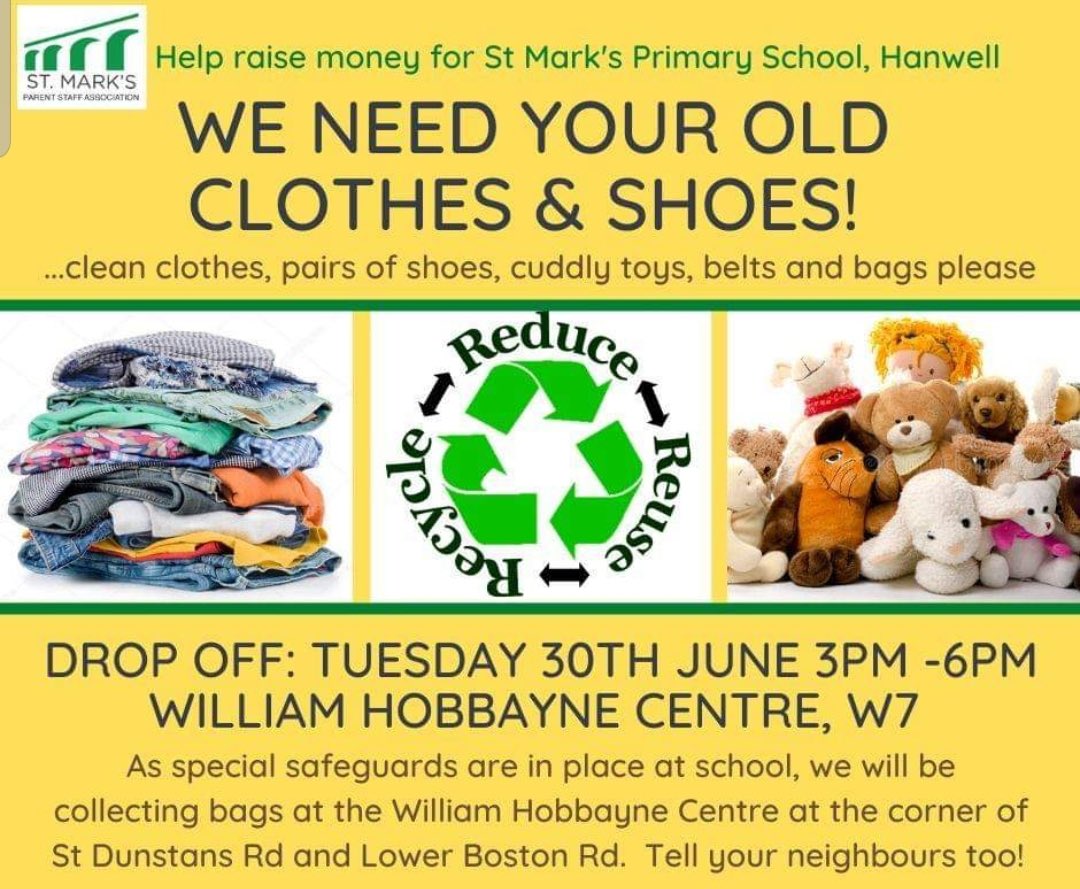 Local school collecting shoes and clothes for recycling project - drop off at the Hobbayne Centre Tues 30June