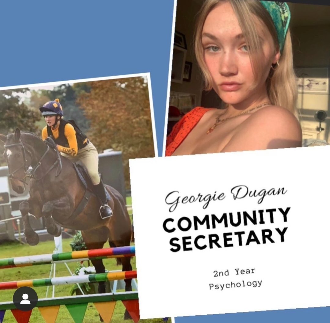 📣20/21 COMMITTEE ANNOUNCEMENT 📣

One of our community secs, Georgie!

Name:Georgie Dugan
Year:2
Course:Psychology
Fact: She can still move her shoulder out of place after dislocating it!

'I love how supportive and welcoming our club is and how everyone is always so positive'💙