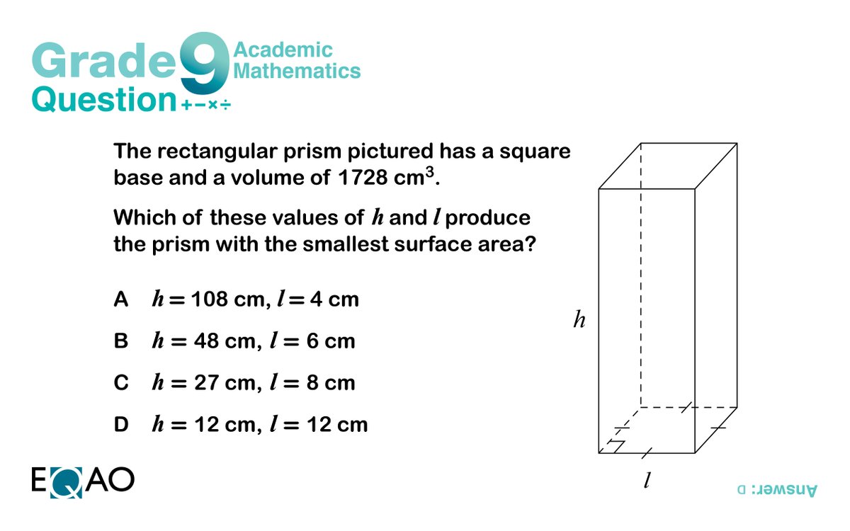 eqao's tweet image. Today&apos;s question from our Grade 9 Assessment of Mathematics (Academic) is about geometry.
#SupportStudentLearning