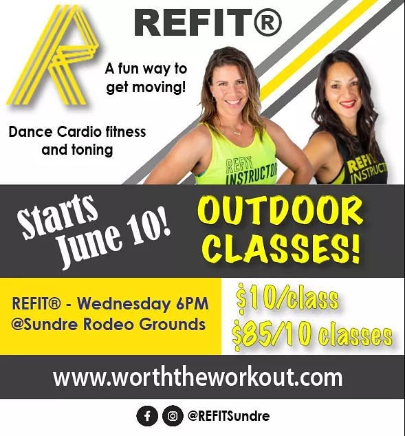 The Sundre Pro Rodeo grounds will be open tonight for these fun and locally run dance cardio fitness classes! See our Instagram or Facebook for more details about this and information about grounds use.