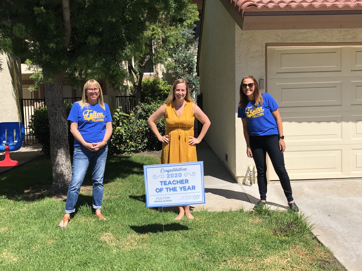 It was a privilege to honor <a href="/FultonMiddle/">Fulton Falcons</a> Teacher of the Year, Mrs. B today with a yard sign.  She’s a gifted educator and we are fortunate to have her in our district!  Thank you to the FV Rotary Club for donating a gift card to a local restaurant for each teacher. #TheFVSDWay