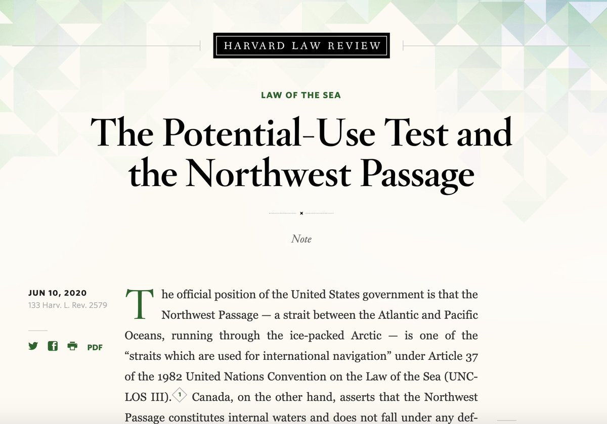 HarvLRev's tweet photo. @Canada claims that the Northwest Passage — an increasingly important Arctic strait — is Canadian. @USAGov claims that it’s an international strait. Who’s right? (Hint: it’s @USAGov. Sorry, @JustinTrudeau.) Read about the debate here: https://t.co/K76hkBUzfc https://t.co/dhAfz8M1EO