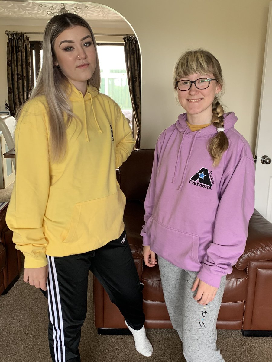 juliegilbert67's tweet photo. @CathedralYear11 Codie actually got out of bed to go with Ellie to pick their hoodies up both girls love them x https://t.co/W1YvqRAqkd