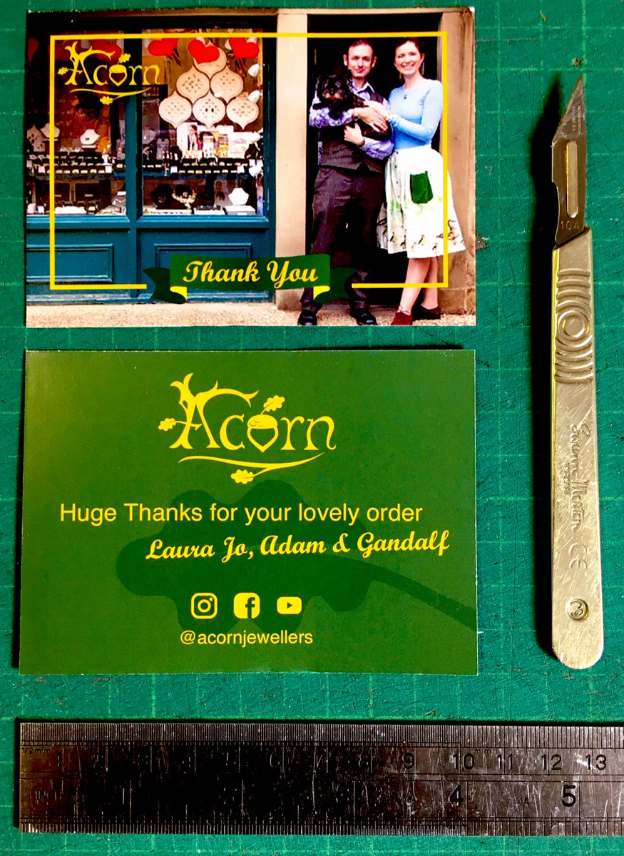 Really satisfying little cards doing their job for <a href="/acornbakewell/">Acorn Jewellers</a> designed and printed to be sent out with e-commerce orders. @AdornShambles #design #print #Chesterfield #shoplocal #peakdistrict #bakewell #jewellery